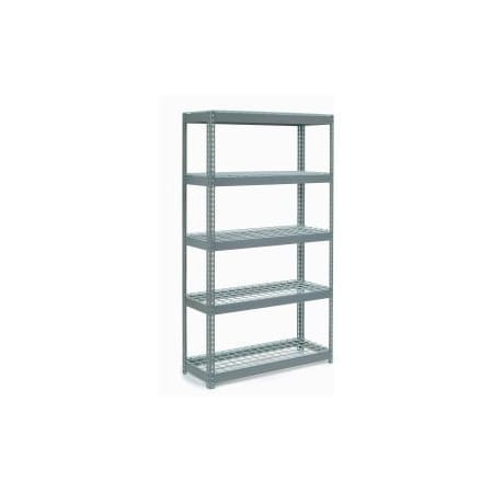 Global Equipment Extra Heavy Duty Shelving 48"W x 12"D x 84"H With 5 Shelves, Wire Deck, Gry 717432